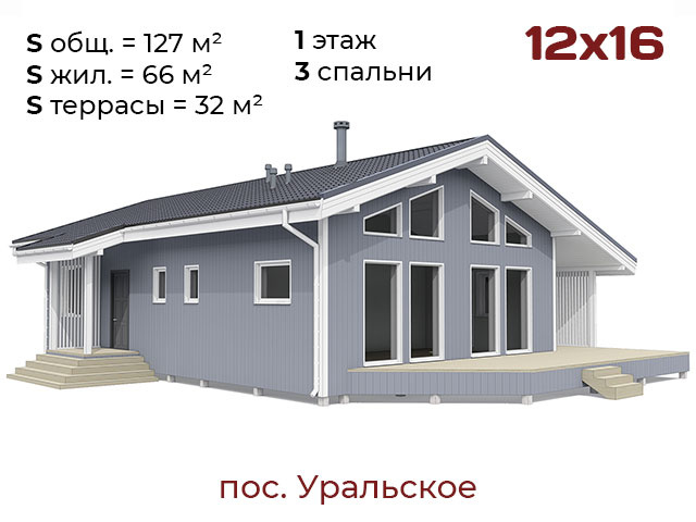 Каркасный дом 12х16 в п. Уральское