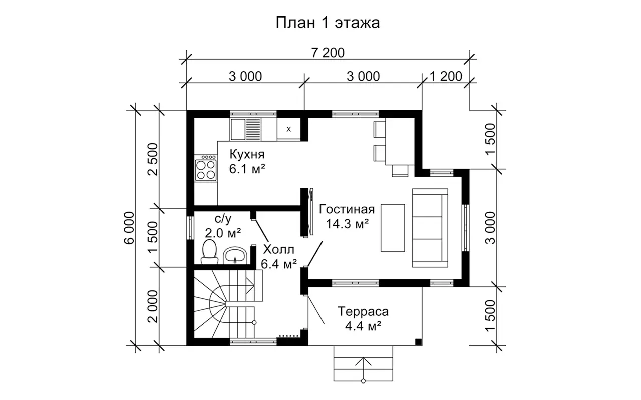 Каркасный дом 6 на 7 м. проект 111-К | Двухэтажные каркасные дома недорого  в СПб, проекты и цены